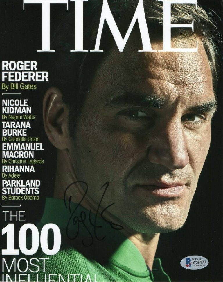 ROGER FEDERER SIGNED AUTOGRAPH 8X10 PHOTO - TIME MAGAZINE GREATEST TENNIS PLAYER