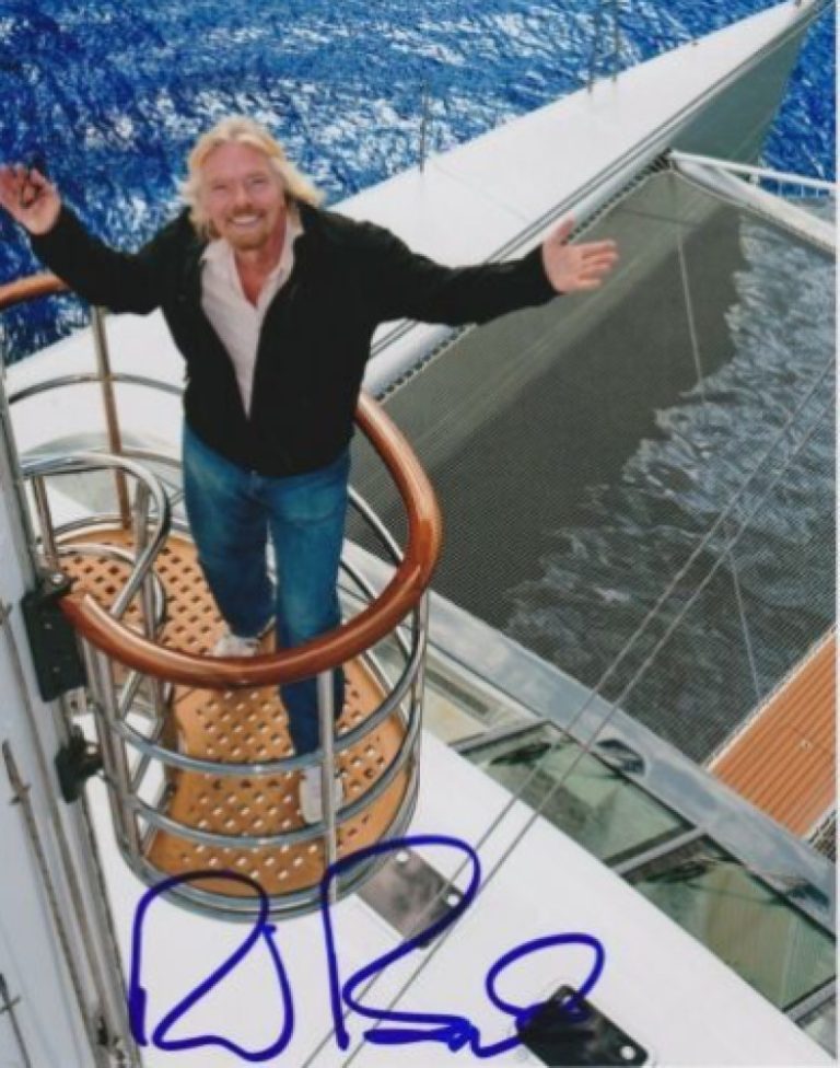 RICHARD BRANSON SIGNED AUTOGRAPH 8x10 PHOTO - VIRGIN GROUP BILLIONAIRE GALACTIC