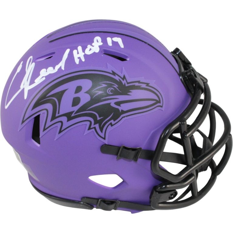 Ed Reed Autographed/Signed Baltimore Ravens Rave Mini Helmet HOF Beckett 53658