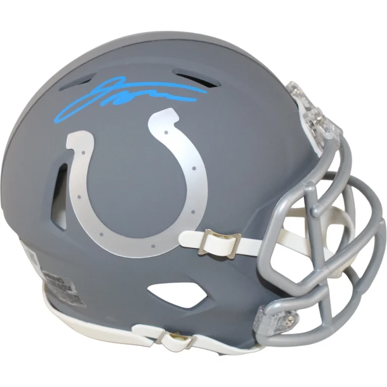 Jonathan Taylor Autographed Indianapolis Colts Slate Mini Helmet Fanatics 53680