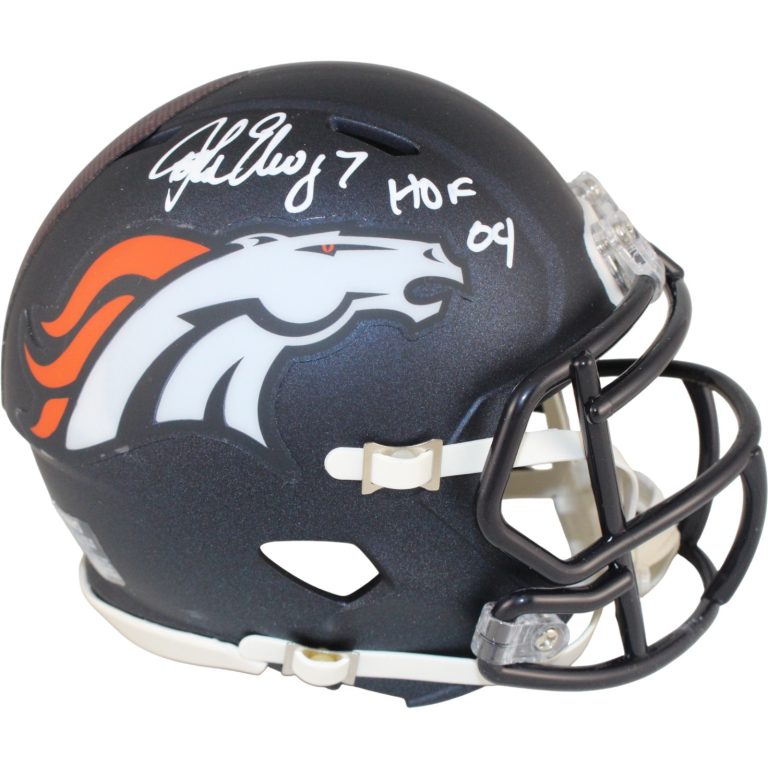John Elway Autographed/Signed Denver Broncos Mini Helmet HOF Beckett 53613