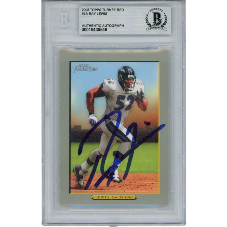 Ray Lewis Autographed 2006 Topps Turkey Red #4 Trading Card Slab Beckett 53509
