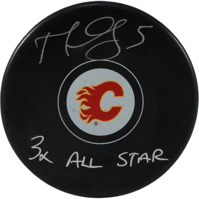 Mark Giordano Autographed/Signed Calgary Flames Logo Puck 3x All Star JSA 53957