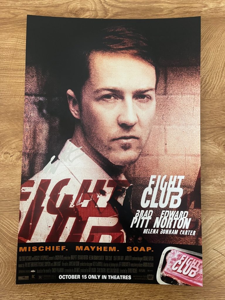 * EDWARD NORTON * signed 12x18 poster * FIGHT CLUB * COA *