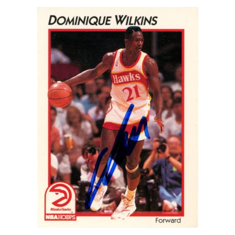 Dominique Wilkins Autographed 1991 NBA Hoops #1 Trading Card Beckett 54237