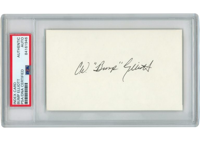 Bump Eliott Autograped/Signed Michigan Wolverines Index Card Slabbed PSA 54905