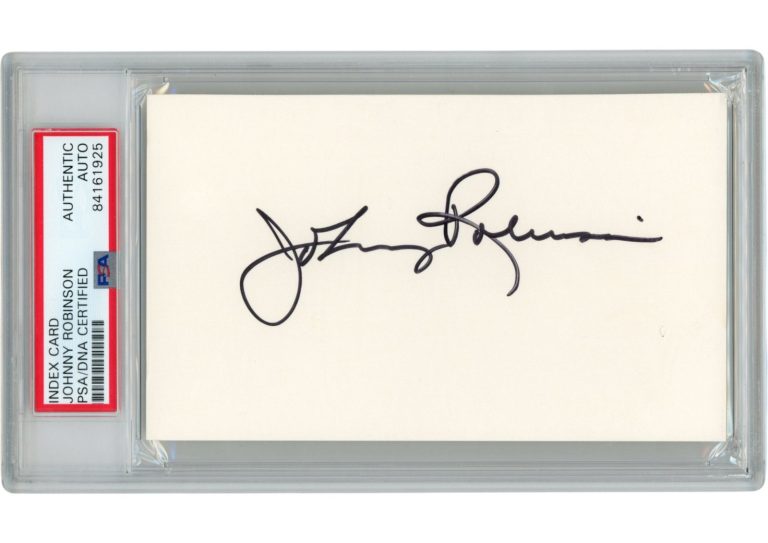 Johnny Robinson Autographed/Signed Kansas City Chiefs Index Card Slab PSA 54912