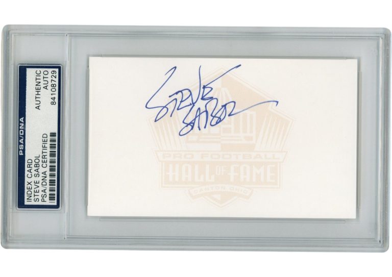 Steve Sabol Autographed/Signed NFL Films Index Card Slabbed PSA 54917