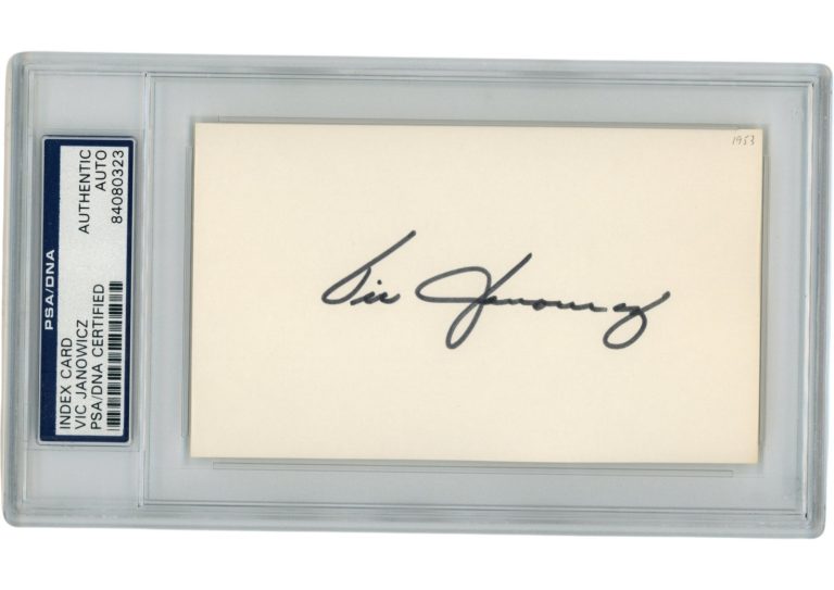 Vic Janowicz Autographed/Signed Ohio State Buckeyes Index Card Slabbed PSA 54927