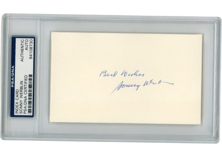 Sonny Werblin Autographed New York Jets Index Card Best Wishes Slab PSA 54929