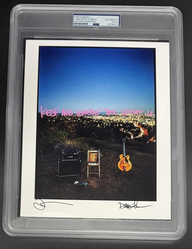 John Mayer Signed Autograph Photo w/ Handwritten Gravity Continuum Lyrics PSADNA