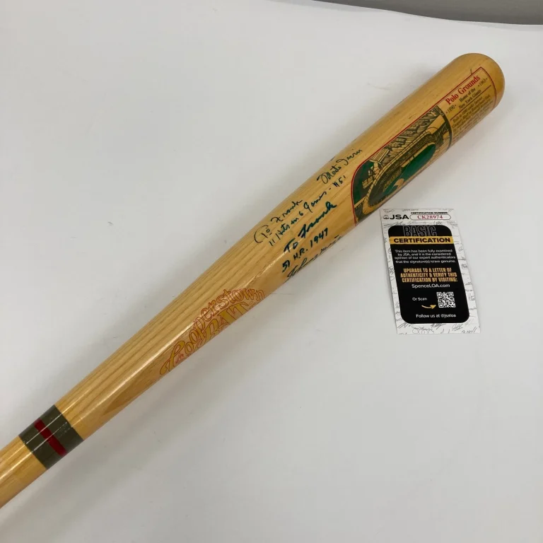 Johnny Mize Monte Irvin & Bobby Thomson Signed Baseball Bat JSA COA