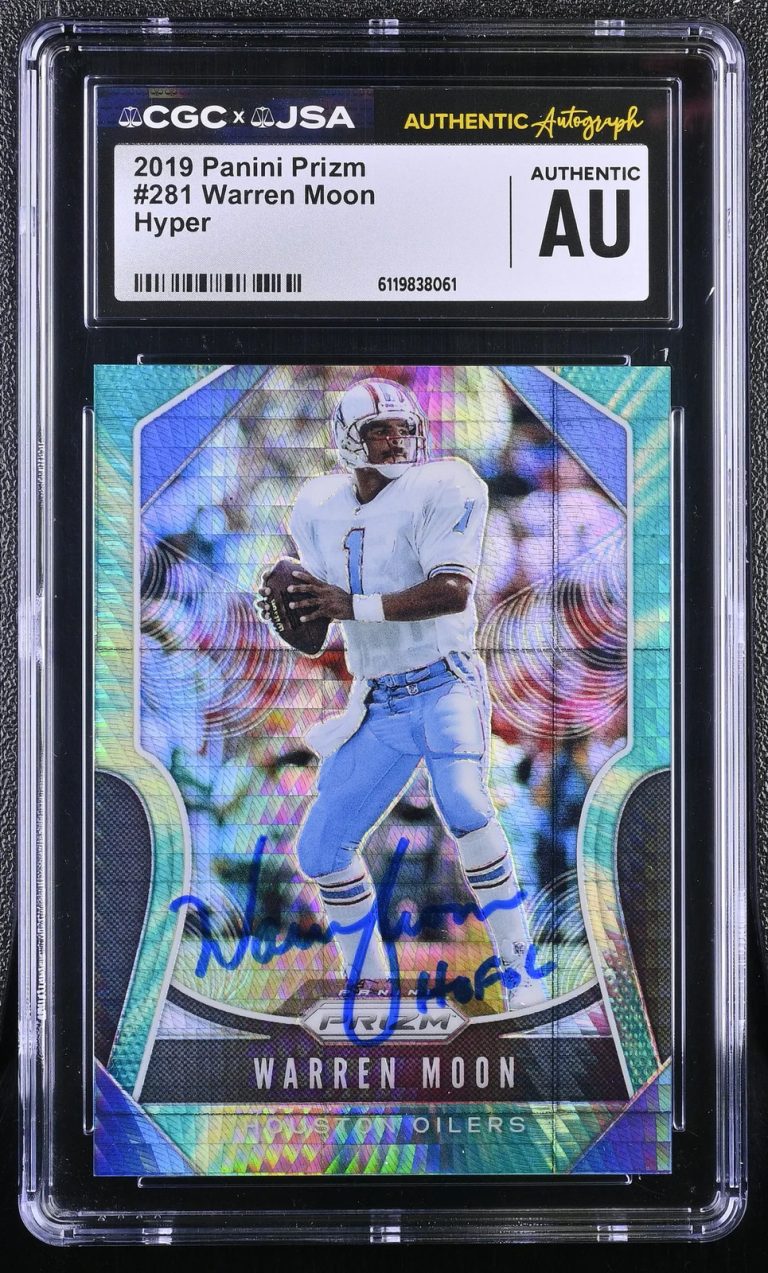 Warren Moon 2019 Panini Prizm Hyper#281 Signed Card CGC Authentic JSA Auto Auth