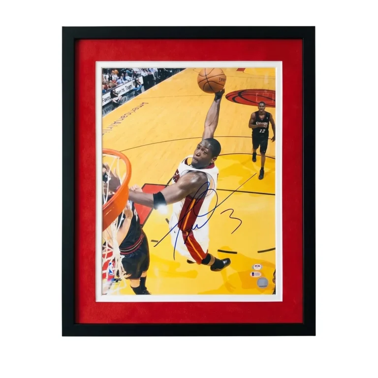 Dwayne Wade Miami Heat Signed Basketball 16x20 Custom Framed Photo PSA