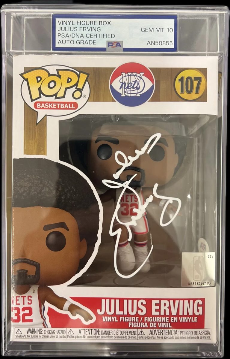 Julius Erving Signed NY Nets #107 Funko Pop PSA Auto 10 Encapsulated Autographed