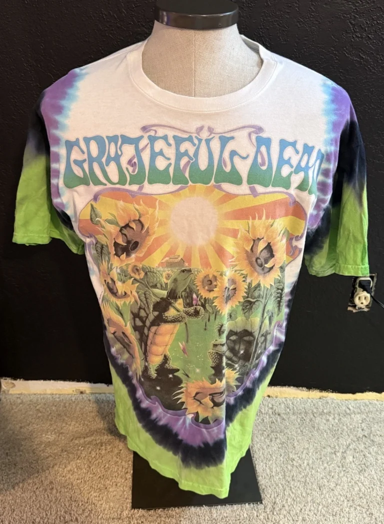 Grateful Dead Men’s XL 1998 Sunflowers Turtles White Liquid Blue T-Shirt