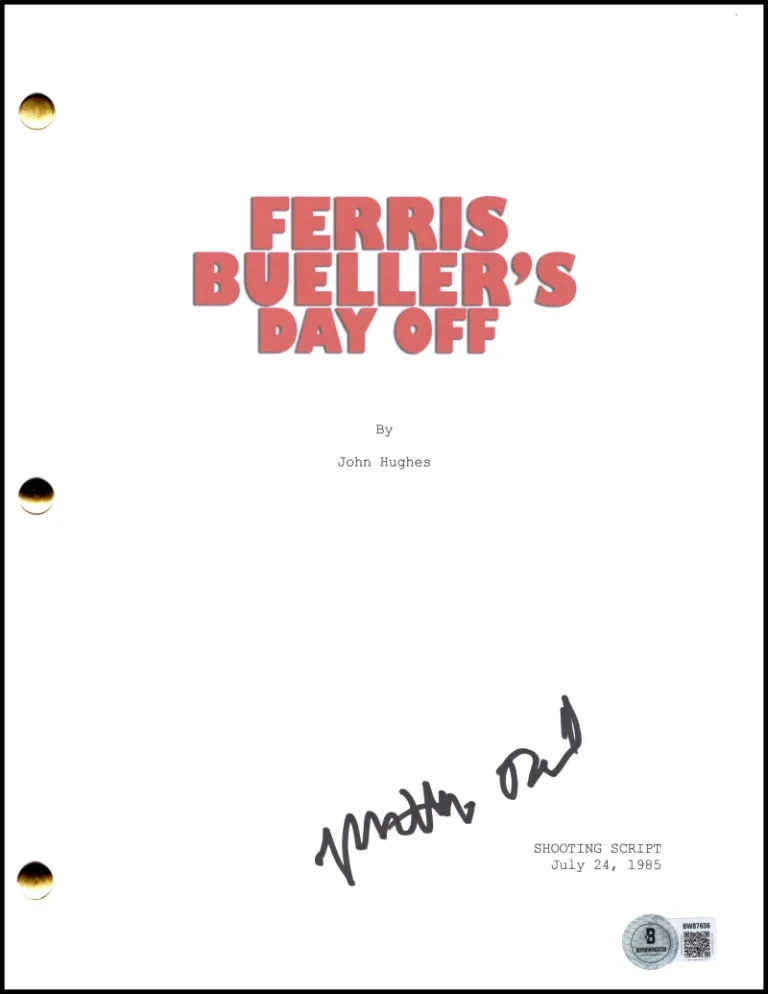 Matthew Broderick Signed Autograph Ferris Bueller's Day Off Movie Script Beckett