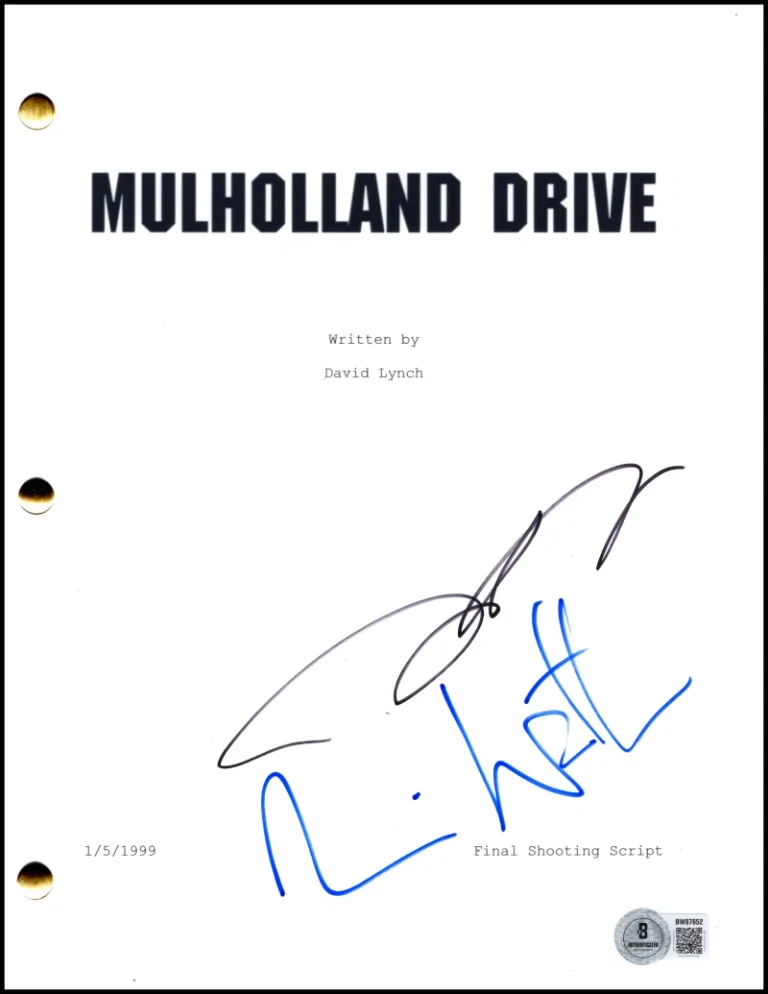 Naomi Watts & Justin Theroux Signed Autograph Mulholland Drive Script w/ Beckett