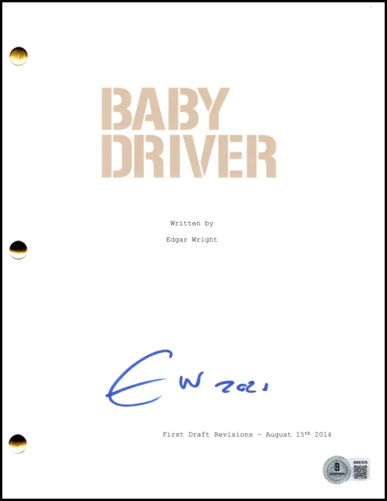 Edgar Wright Signed Autograph Baby Driver Movie Script Screenplay - Beckett COA