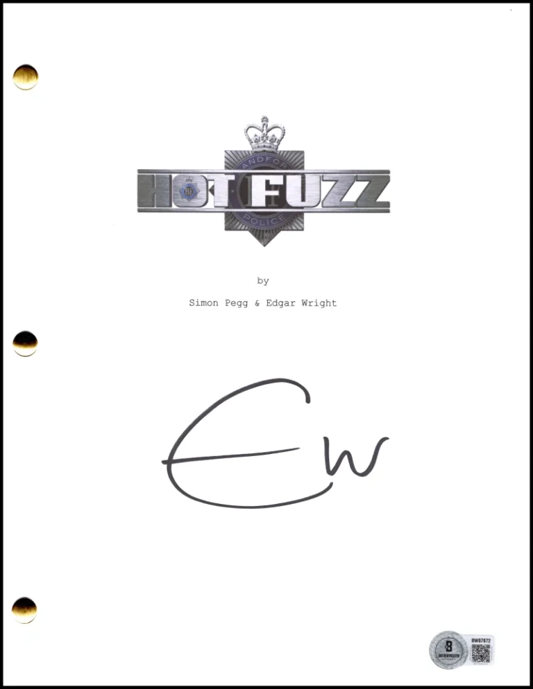 Edgar Wright Signed Autograph Hot Fuzz Full Movie Script Screenplay Beckett COA