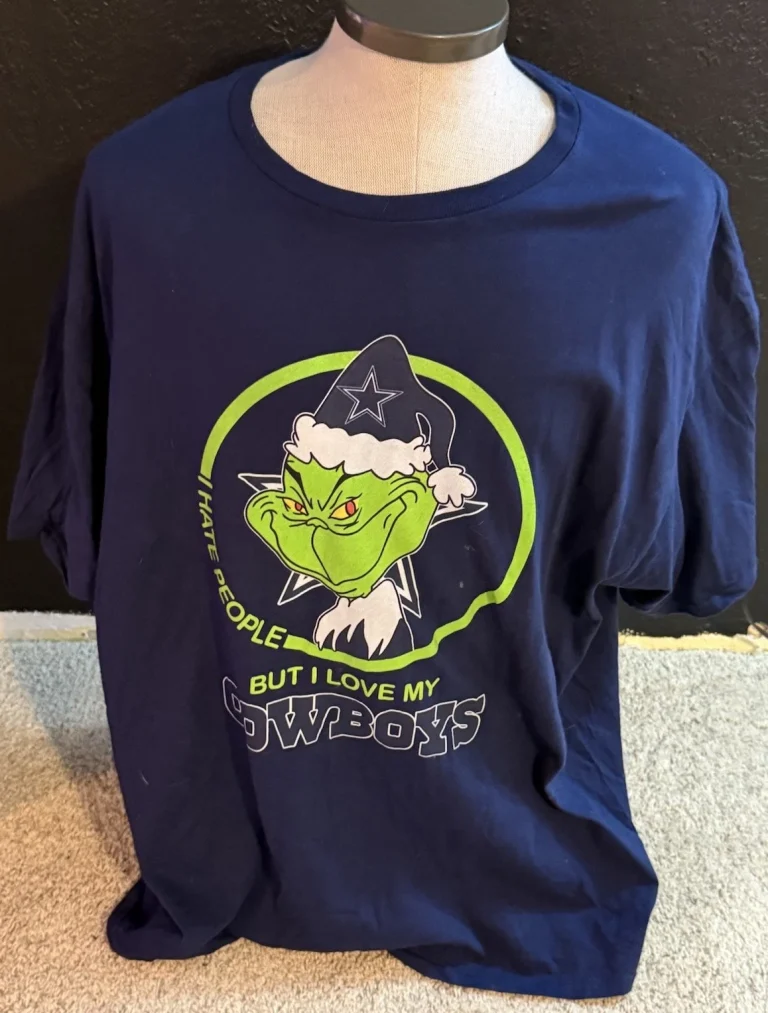 Grinch I Hate People But I Love My Cowboys T-Shirt 3XL Dallas Cowboys NFL