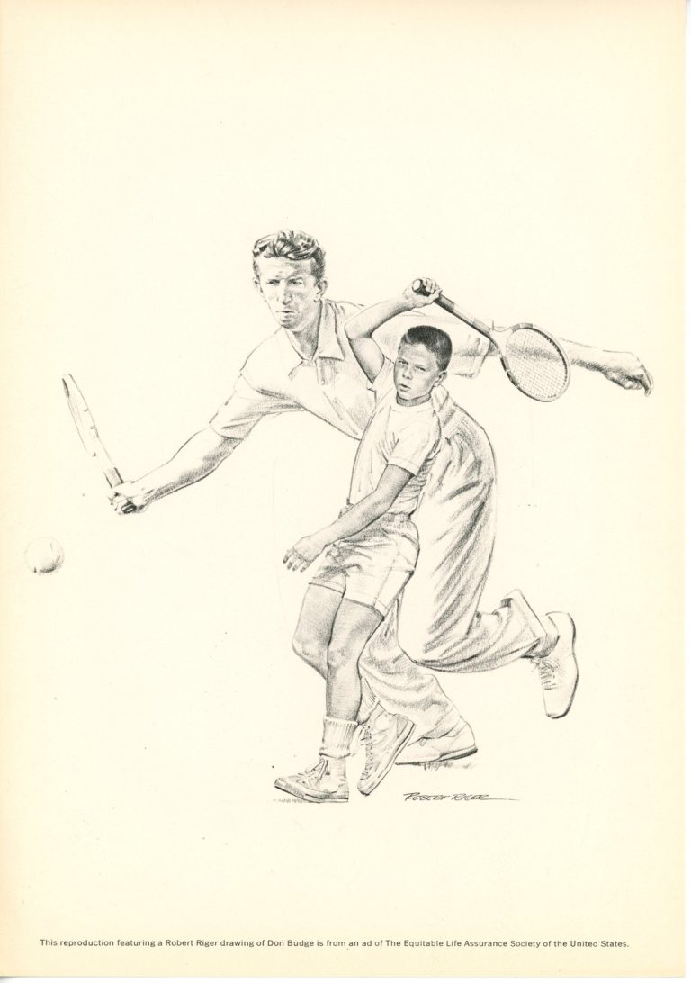 Kramer, Budge, Gibson, Trabert Lot of 4 Tennis Robert Riger Drawings 55920
