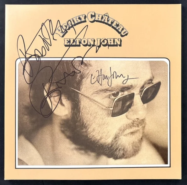 Elton John & Bernie Taupin Signed Autograph Honky Chateau Album Record JSA COA