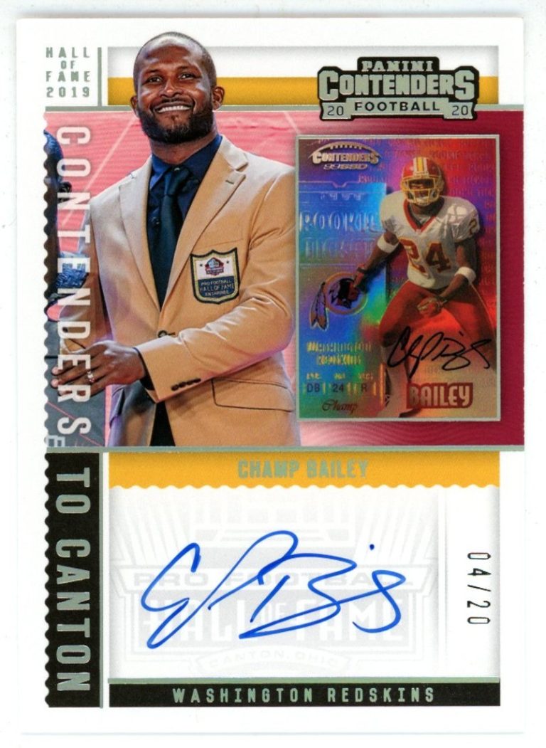 Champ Bailey Autographed Denver Broncos 20 Contenders Canton Trading Card  56170