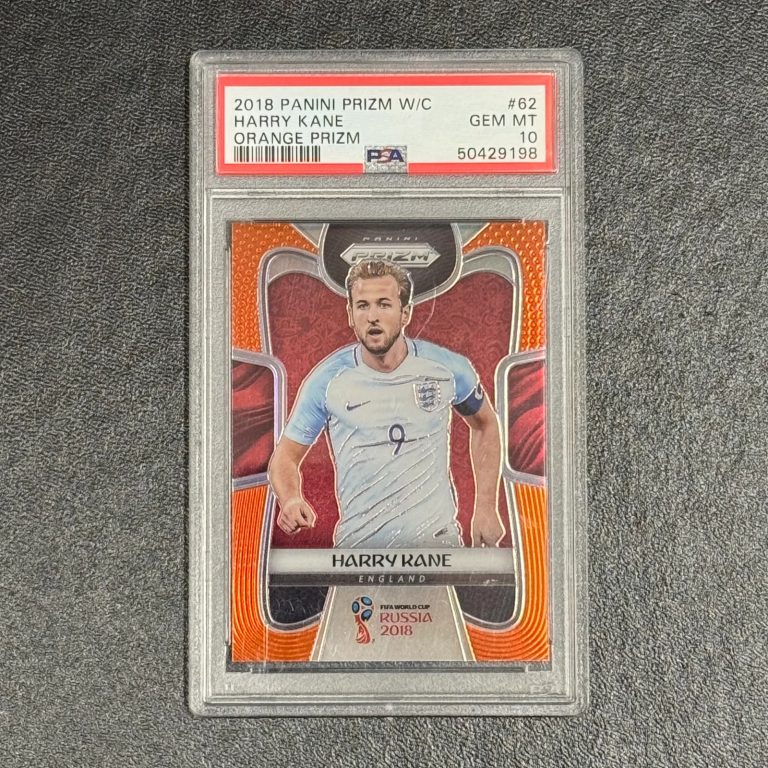 2018 Panini Prizm World Cup Orange#62 35/65 Harry Kane Signed Card PSA 10