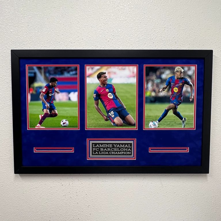 Lamine Yamal Signed FC Barcelona 3-Photo Custom Display Frame