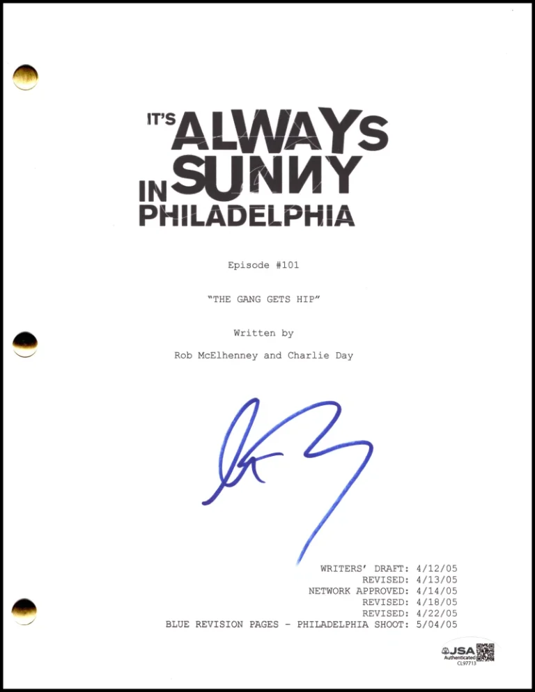 Charlie Day Signed Autograph Always Sunny in Philadelphia Pilot Script - JSA COA