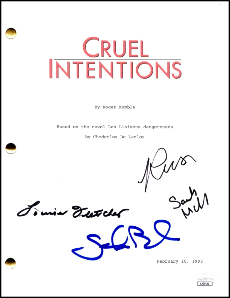 Cruel Intentions Cast Signed Autograph Script - Sarah Michelle Gellar +3 JSA COA