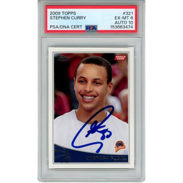 Stephen Curry Autographed GS Warriors 2009 Topps #321 PSA 6 10 Auto RC 56201