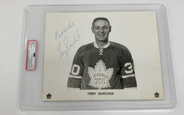 Terry Sawchuk Signed 1960's Toronto Maple Leafs Type III 8x10 Photo PSA 9 MINT