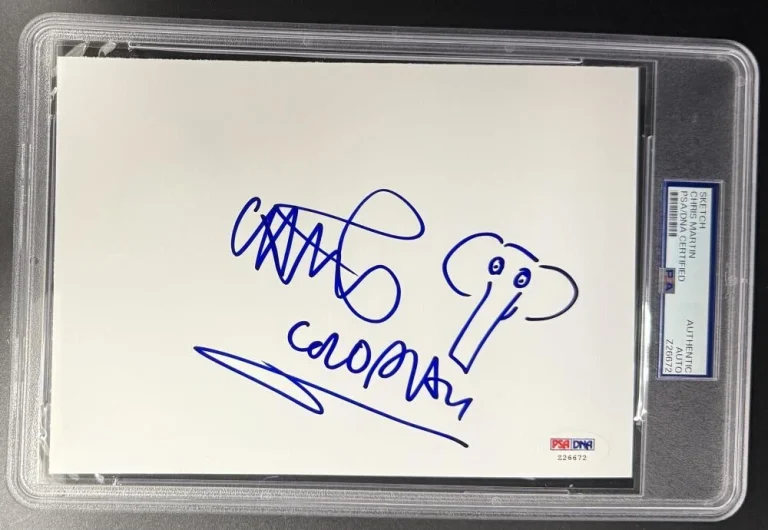Chris Martin Coldplay Signed Autograph Slabbed Elephant Original Art Sketch PSA