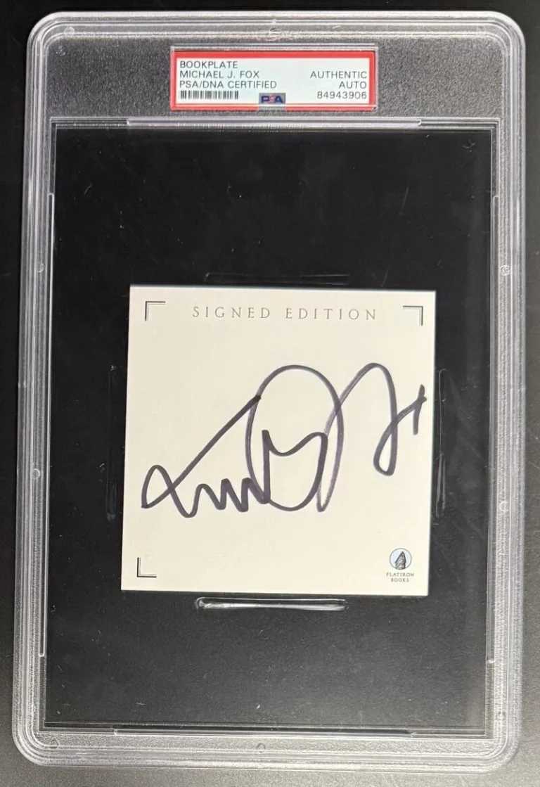 Michael J Fox Signed Autograph PSA/DNA Slabbed Bookplate - Marty McFly BTTF Star