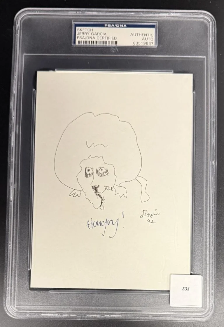 Jerry Garcia Grateful Dead Signed Autograph PSA/DNA Slabbed Original Art Sketch