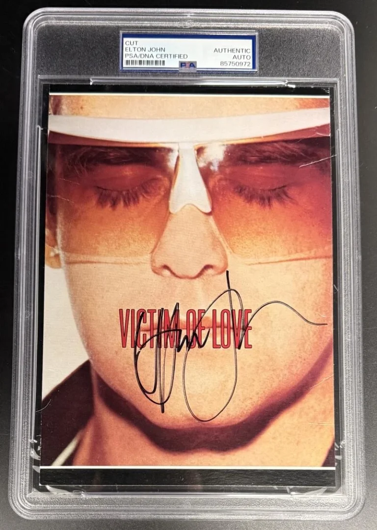 Elton John Signed Autograph PSA/DNA Slabbed Encapsulated Victim of Love Cut COA