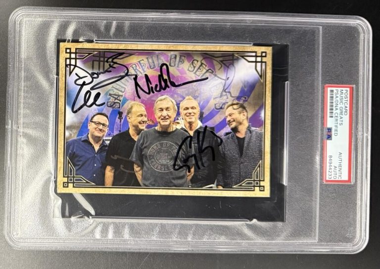 Nick Mason & 4 Music Greats Signed Autograph PSA/DNA Slabbed Photo Postcard COA