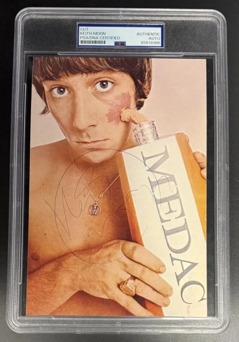 Keith Moon The Who Signed Autograph PSA/DNA Slabbed Rare Promo Photo Cut COA
