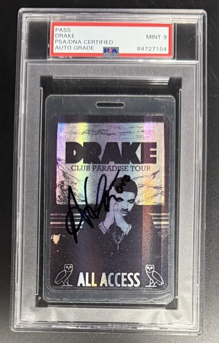Drake Signed Autograph PSA/DNA COA Mint 9 Slab Club Paradise Tour Access Pass