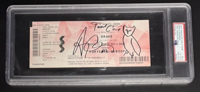Drake Signed Autograph PSA/DNA Slabbed 2014 Ticket w/ Hand Drawn OVO Owl Sketch