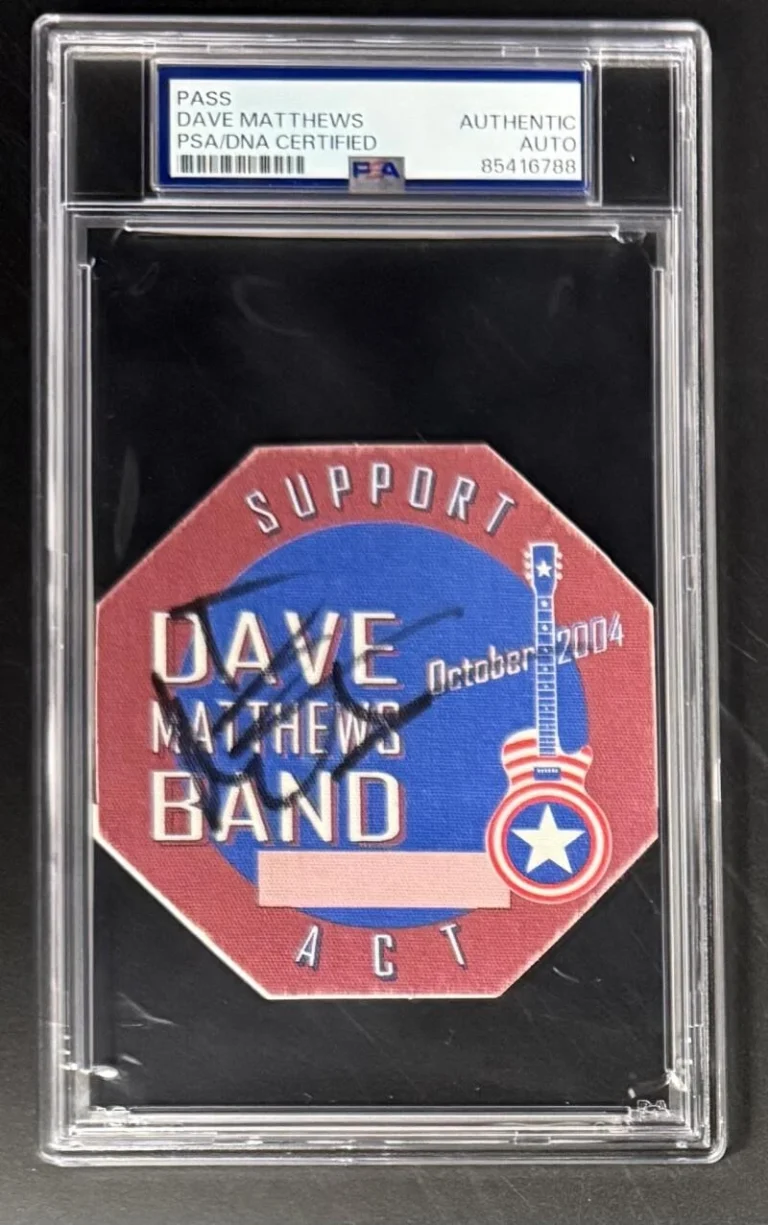 Dave Matthews Band Signed Autograph PSA/DNA COA Slab VIP October 2004 Rare Pass
