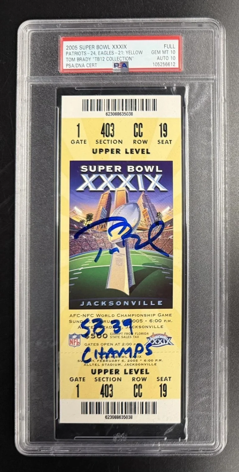 Tom Brady Patriots Signed Autograph Slab SB XXXIX 39 Mint 10 Ticket PSA/DNA COA
