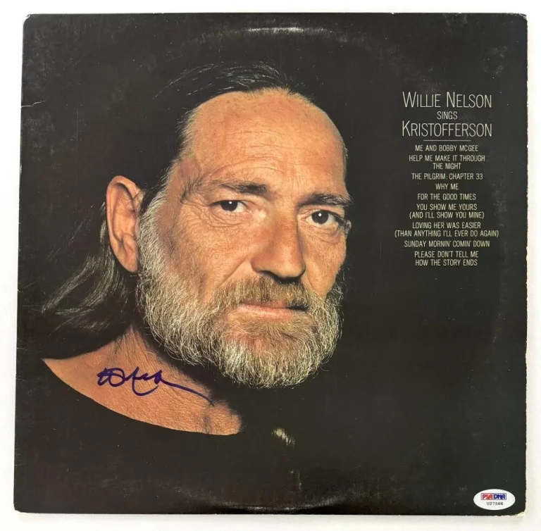 Willie Nelson Signed Autograph  Sings Kristofferson Album Vinyl Record PSA COA