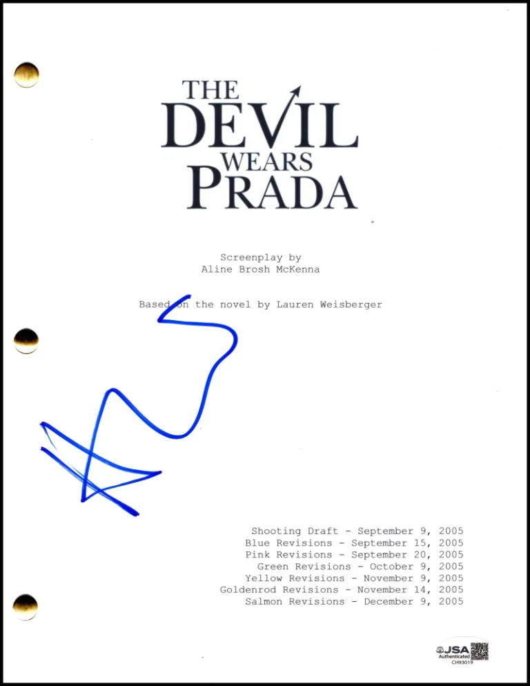 Anna Wintour Signed Autograph Devil Wears Prada Movie Script Screenplay JSA COA