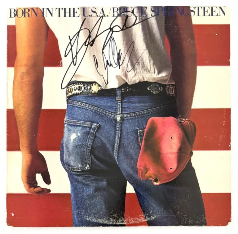 Clarence Clemons & Bruce Springsteen Signed Autograph Born in the USA Album JSA