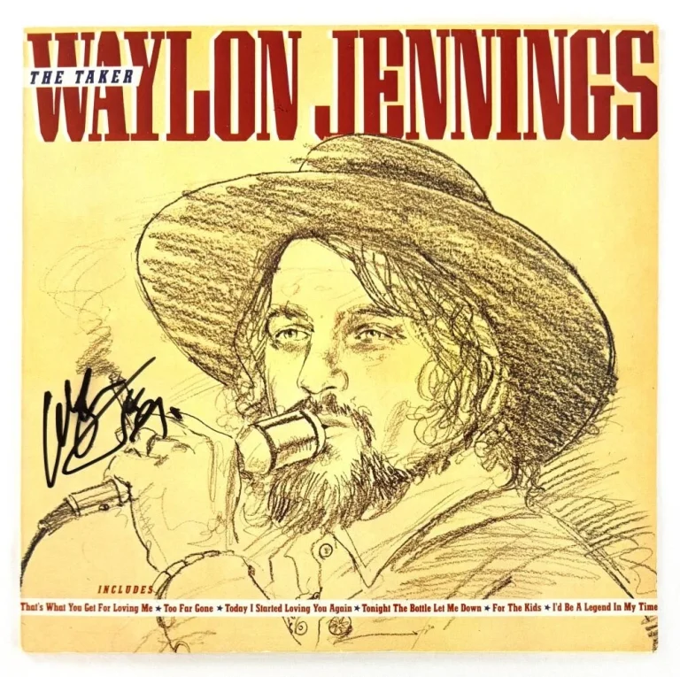 Waylon Jennings Signed Autograph The Taker Album Vinyl Records LP w/ JSA COA