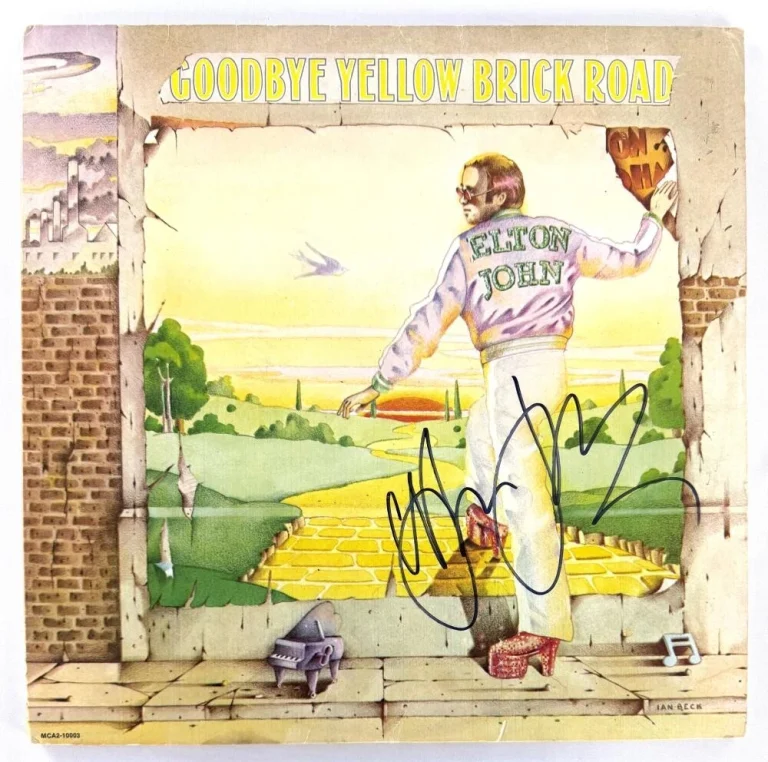 Elton John Signed Autograph Goodbye Yellow Brick Road Album Record LP w/ JSA COA