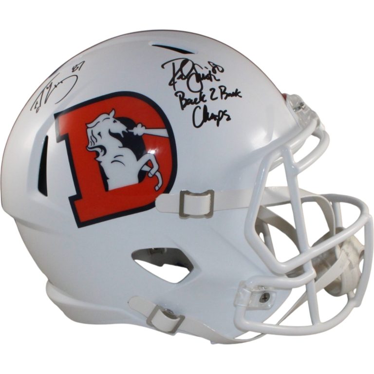 Ed McCaffrey Rod Smith Signed Denver Broncos F/S Alt 23 Helmet Beckett 56362